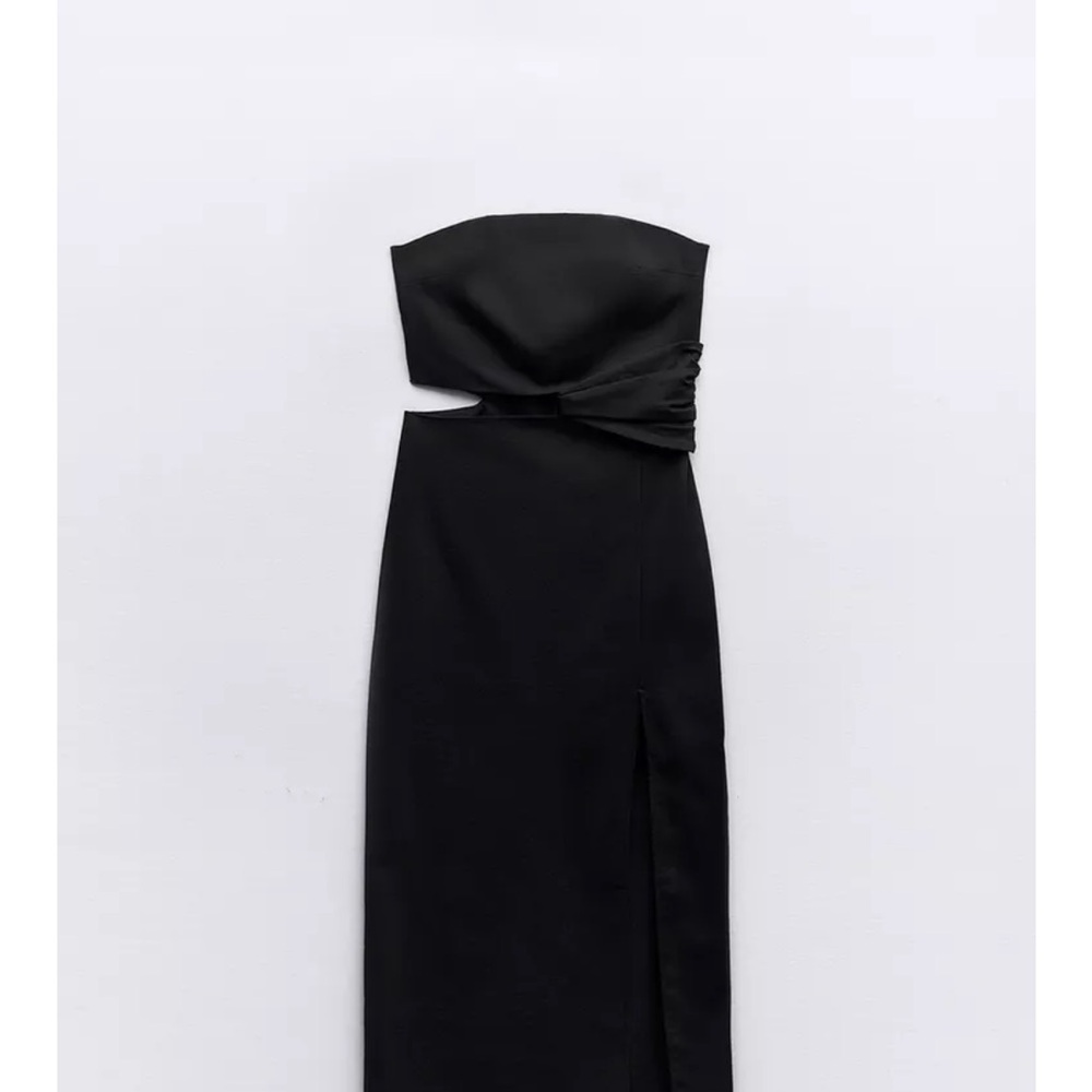 Zara Black Strapless Midi Dress